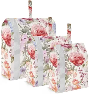 SPRIPORT Watercolor Flowers Leaves Floral 3 Set Compression Packing Cubes for Travel Lightweight Luggage Organizer Bags for Carry on Suitcase Travel Cubes for Man Woman Vacation Clothes