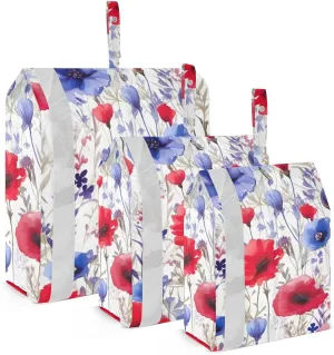 SPRIPORT Watercolor Poppies Flowers Leaves 3 Set Compression Packing Cubes for Travel Lightweight Luggage Organizer Bags for Carry on Suitcase Travel Cubes for Woman Man Vacation Clothes