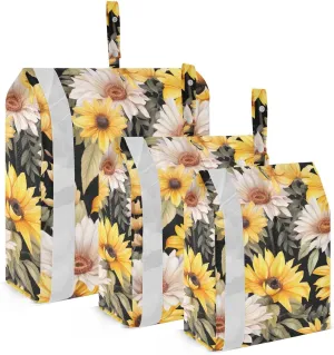SPRIPORT Watercolor Sunflowers Flower Leaves 3 Set Compression Packing Cubes for Travel Lightweight Luggage Organizer Bags for Carry on Suitcase Luggage Cubes for Woman Man Vacation Clothes