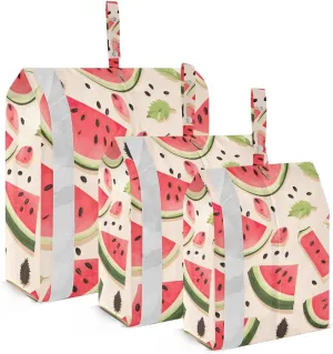 SPRIPORT Watermelon Leaves 3 Set Compression Packing Cubes for Travel Lightweight Luggage Organizer Bags for Carry on Suitcase Travel Cubes for Vacation Man Woman Clothes