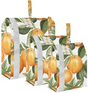 SPRIPORT White Oranges Flower Florals 3 Set Compression Packing Cubes for Travel Lightweight Luggage Organizer Bags for Carry on Suitcase Luggage Cubes for Man Woman Clothes Vacation