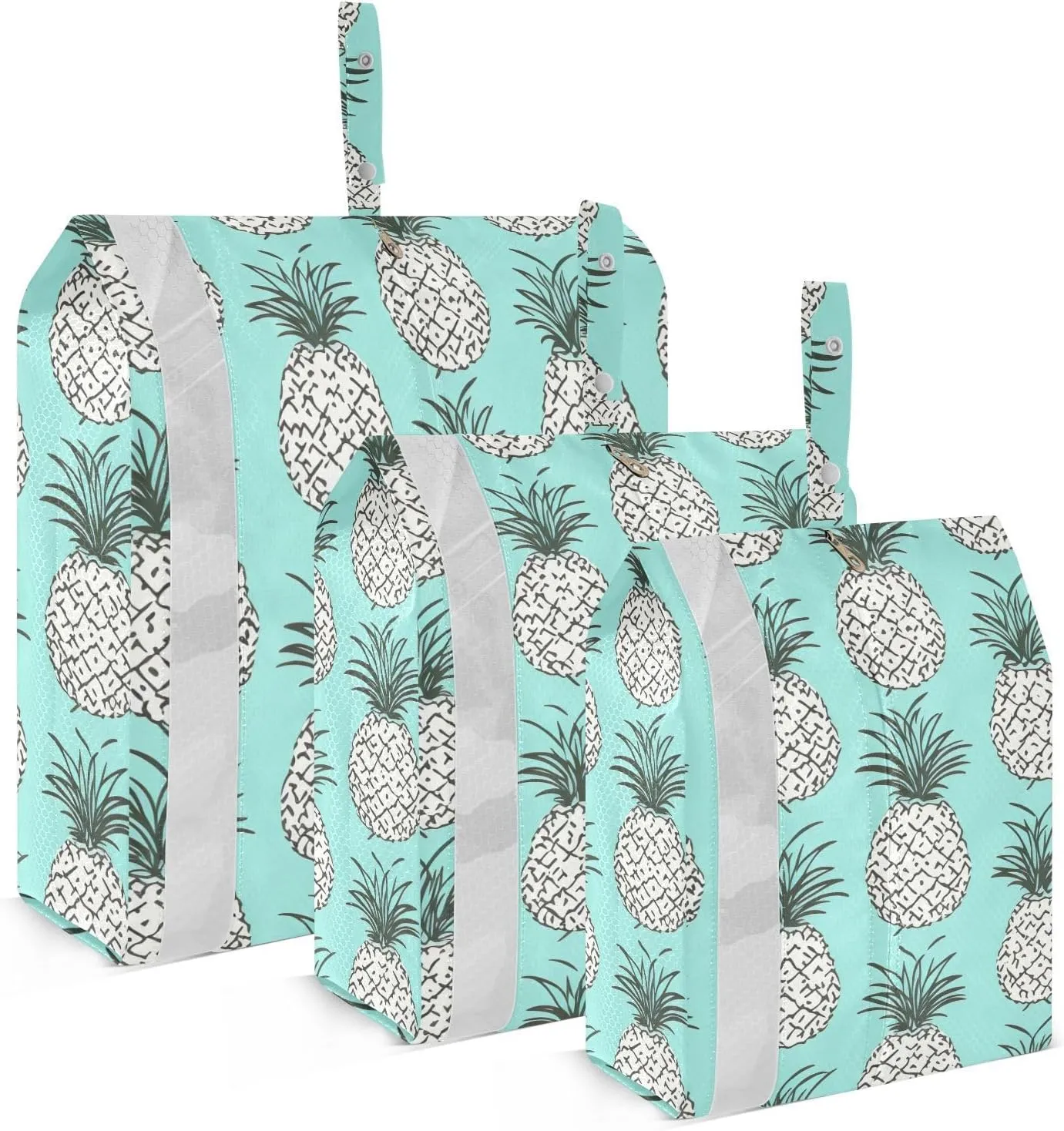 SPRIPORT White Pineapple 3 Set Compression Packing Cubes for Travel Lightweight Luggage Organizer Bags for Carry on Suitcase Luggage Cubes for Vacation Woman Man Clothes