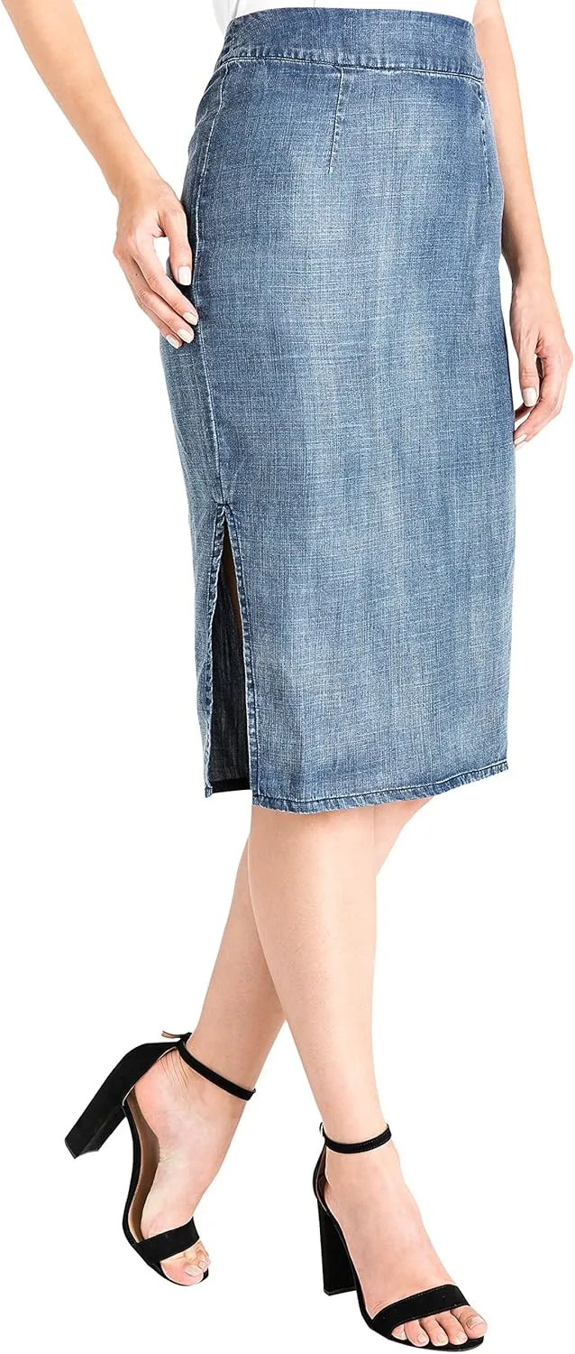 Standards & Practices Modern Womens Tencel Side Splits High Waisted Pencil Skirt
