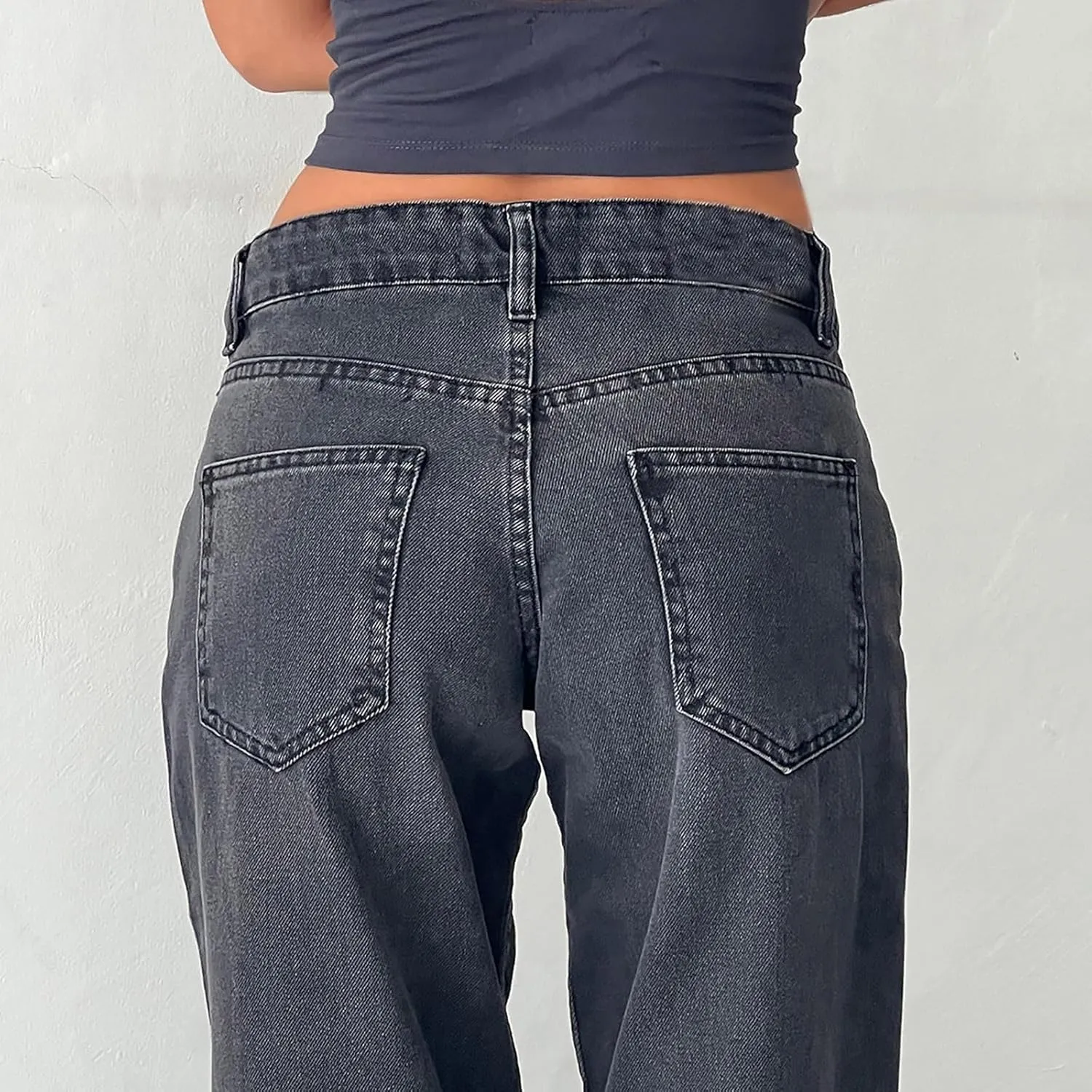 Straight Leg Jeans for Women,High Waisted Wide Leg Loose Microelastic Boyfriend Denim Pants Baggy Jeans Y2K