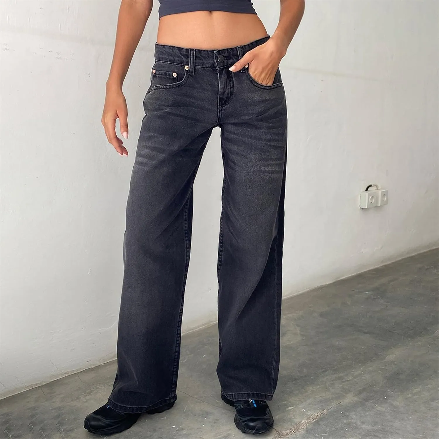 Straight Leg Jeans for Women,High Waisted Wide Leg Loose Microelastic Boyfriend Denim Pants Baggy Jeans Y2K