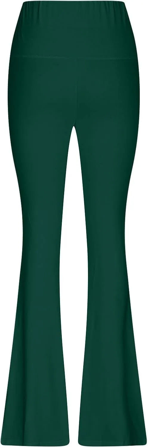 Stretch High Waist Leggings for Women Regular Fitted Solid Flared Pants Active Workout Yoga Pants Seamless Trousers