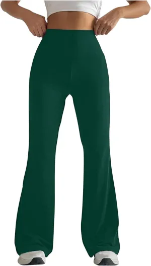 Stretch High Waist Leggings for Women Regular Fitted Solid Flared Pants Active Workout Yoga Pants Seamless Trousers