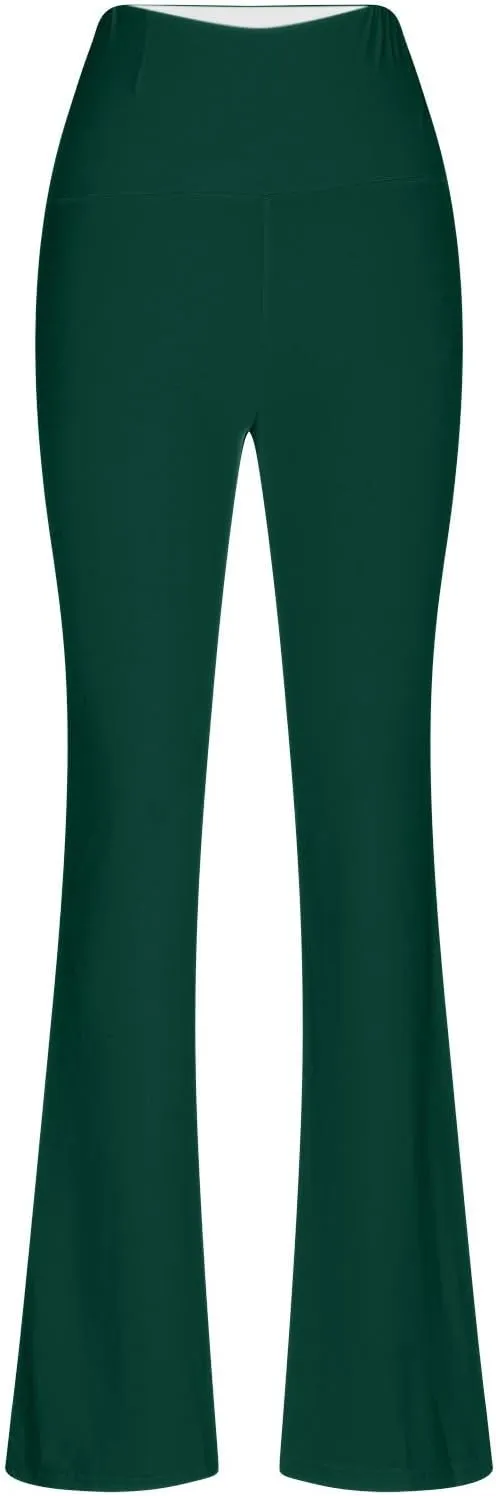 Stretch High Waist Leggings for Women Regular Fitted Solid Flared Pants Active Workout Yoga Pants Seamless Trousers