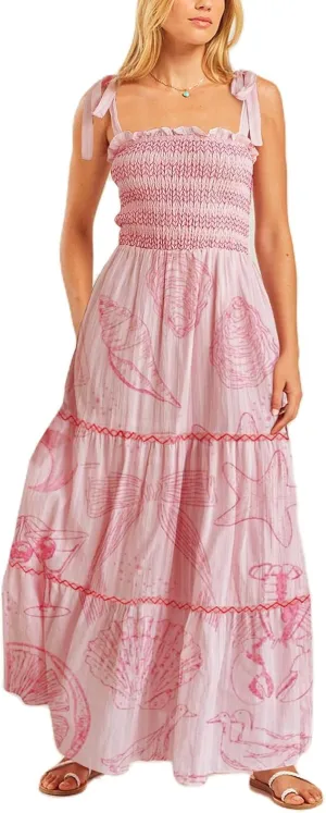 Summer Boho Tie Shoulder Dress for Women 2025 Y2k Sleeveless Floral Smocked Tiered Flowy Maxi Dress Beach Sundress