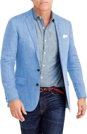 Summer Causal Linen Blazer for Men Slim Fit Blazer Jacket Men's Prom Party Jacket 2 Button Solid Suit Jacket for Men Wedding