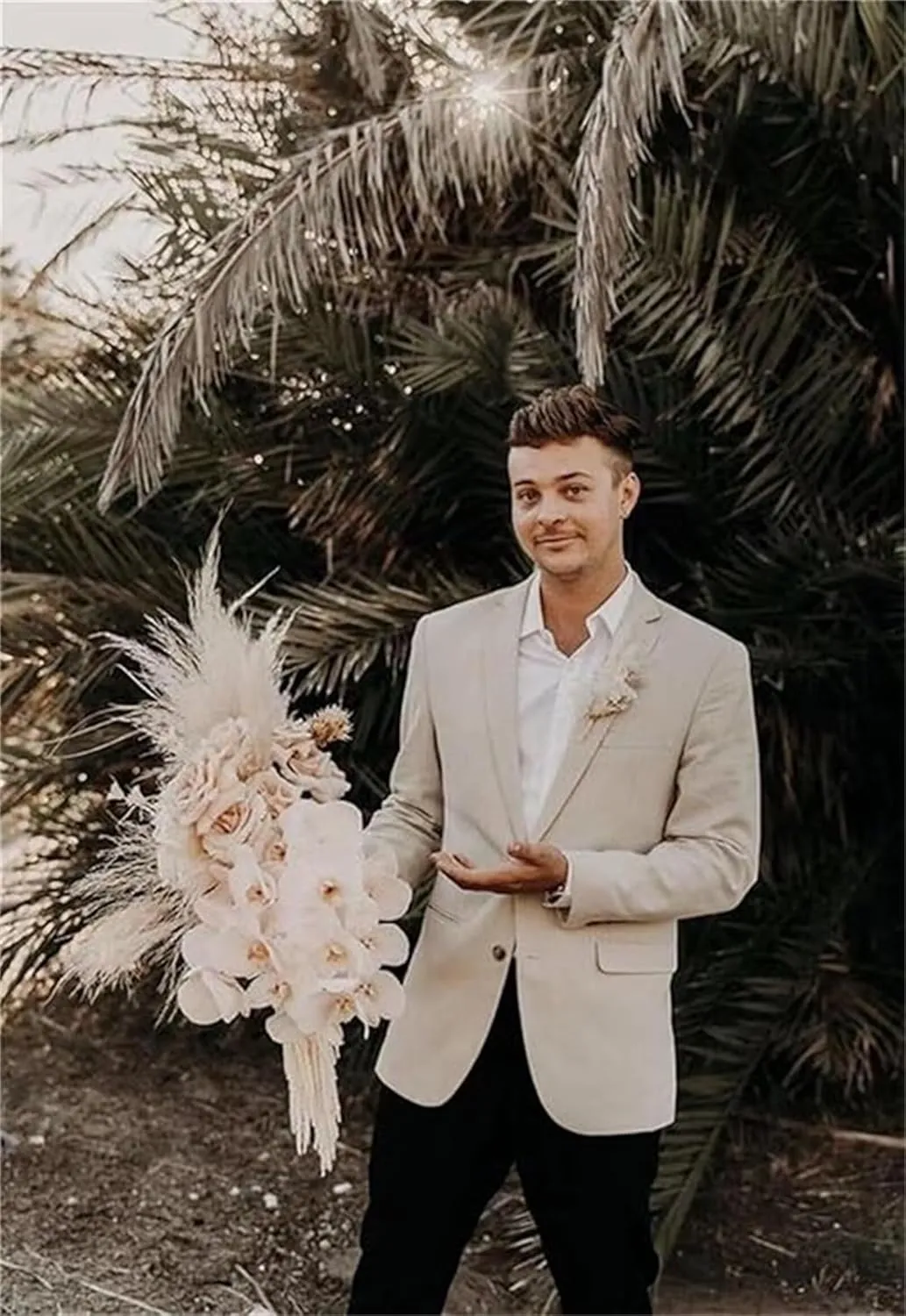 Summer Causal Linen Blazer for Men Slim Fit Blazer Jacket Men's Prom Party Jacket 2 Button Solid Suit Jacket for Men Wedding