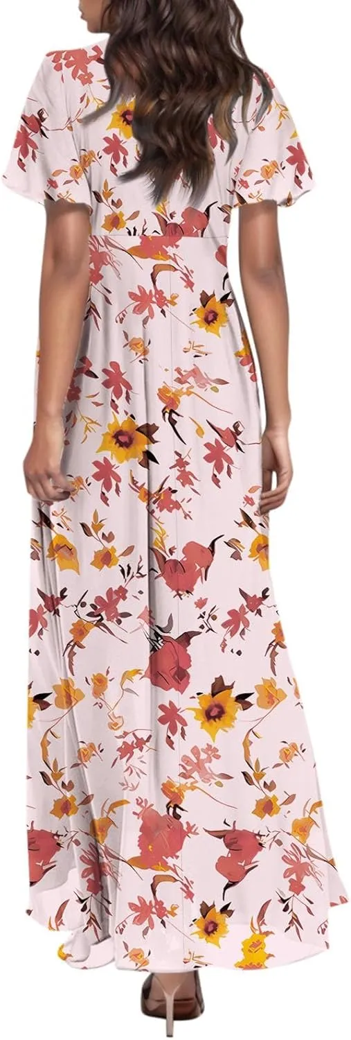 Summer Dress for Women 2025,Swing Flowy Ruffle Hem Casual Chiffon Beach Dresses