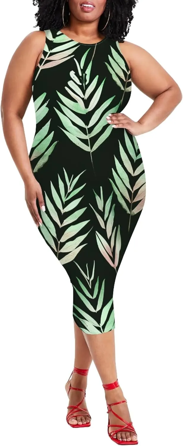 Summer Women's Sleeveless Tank Ruched Plus Size Bodycon Mini Sundress Midi Casual Dresses 2024