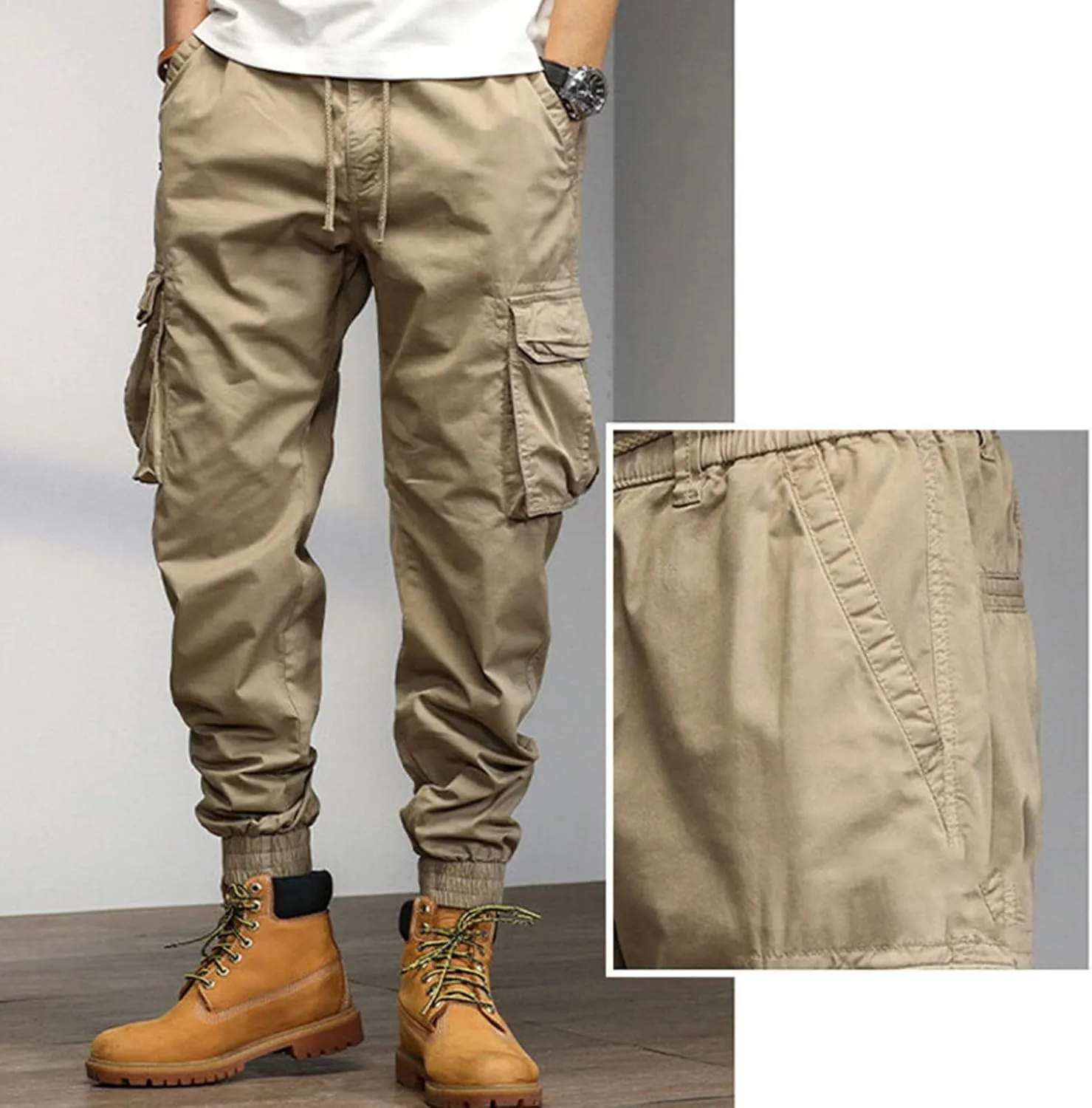 Sweatpant for Men with Pockets Loose Sweatpant 2023 Outdoor Autumn Men's Cargo Casual Pants Plain Color Joggers Men's