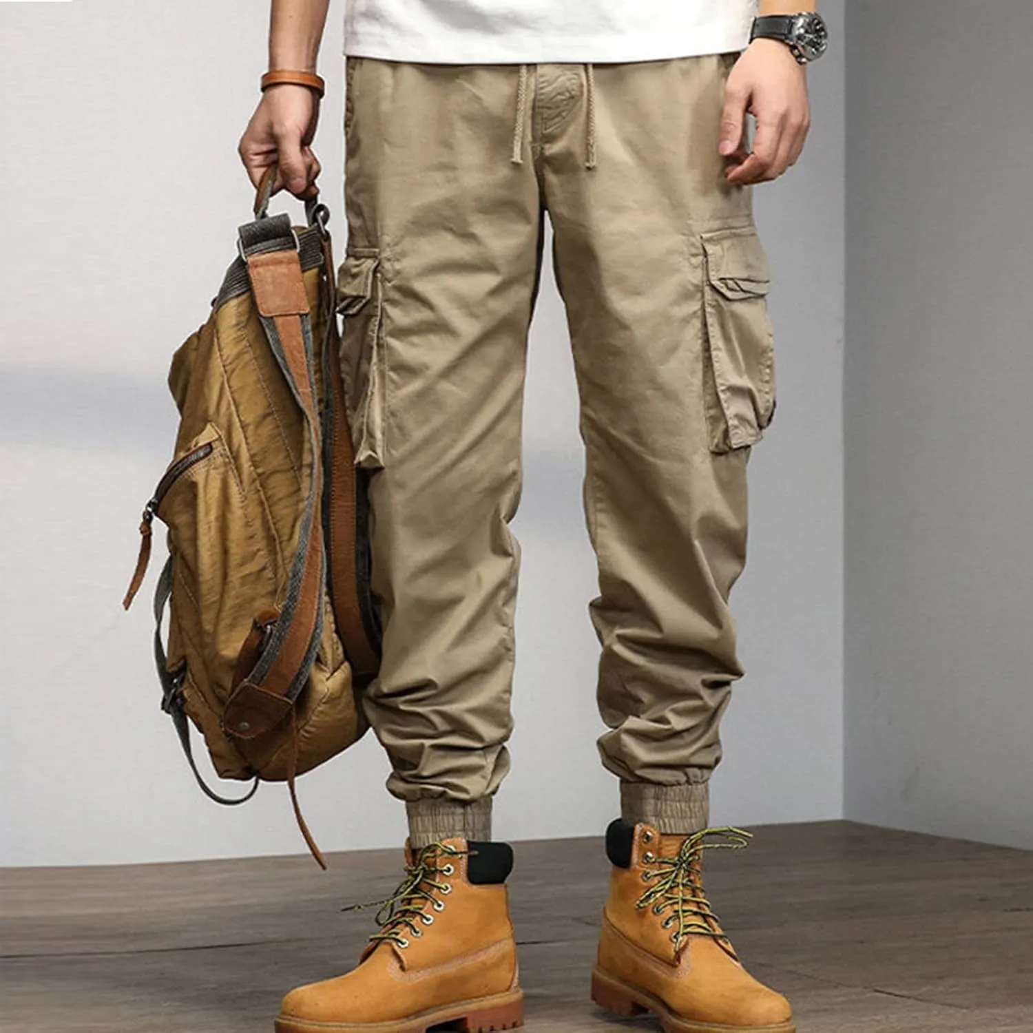 Sweatpant for Men with Pockets Loose Sweatpant 2023 Outdoor Autumn Men's Cargo Casual Pants Plain Color Joggers Men's
