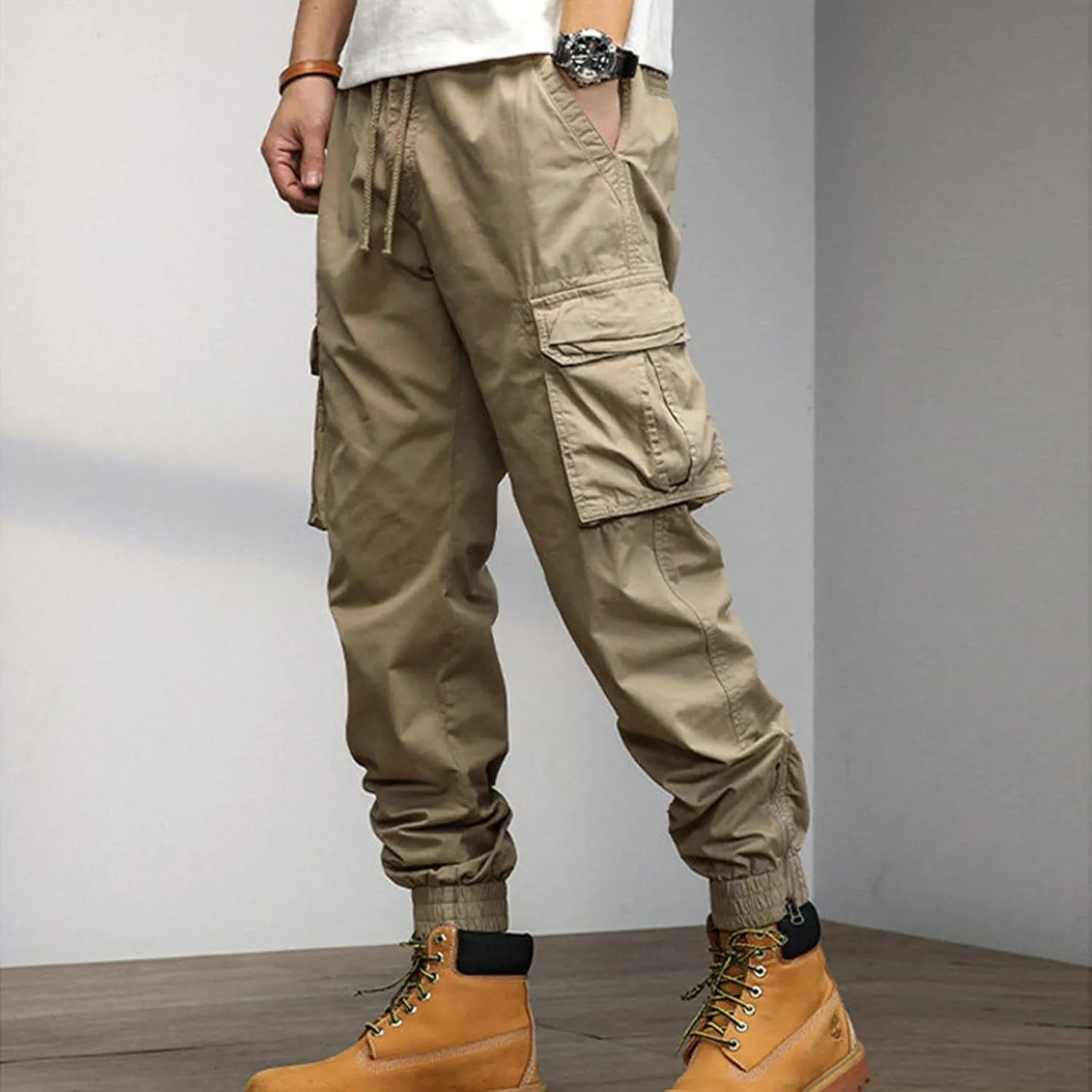 Sweatpant for Men with Pockets Loose Sweatpant 2023 Outdoor Autumn Men's Cargo Casual Pants Plain Color Joggers Men's