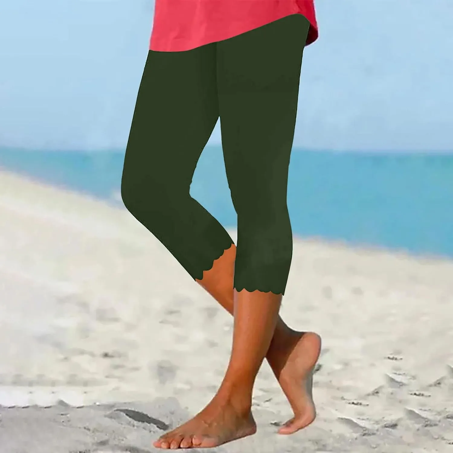 TARIENDY Capri Leggings for Women 2025 Trendy High Waist Workout Pants Tummy Control Loose Comfy Yoga Sweatpants Trouser