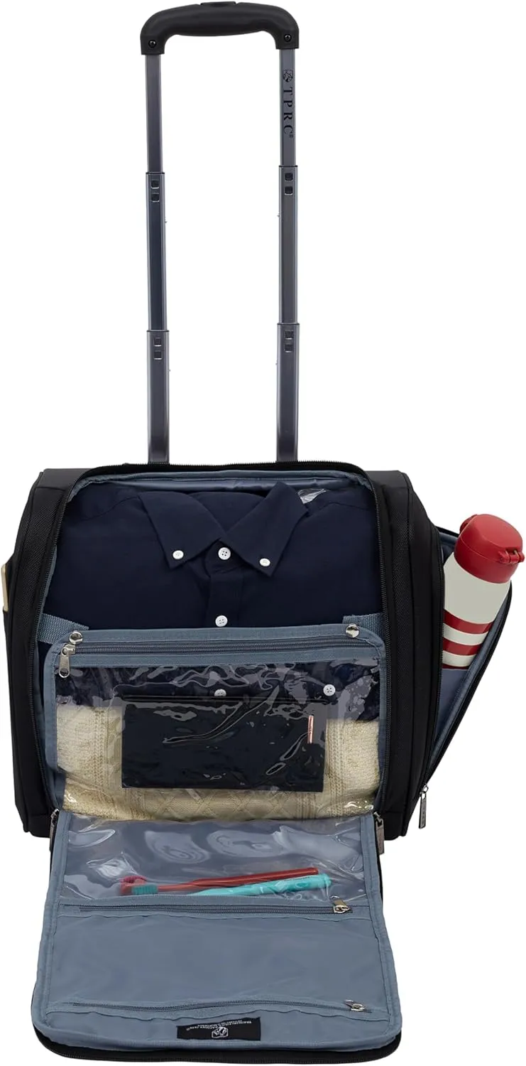 TPRC Smart Under Seat Carry-On Luggage with USB Charging Port, Black, Underseater 15-Inch