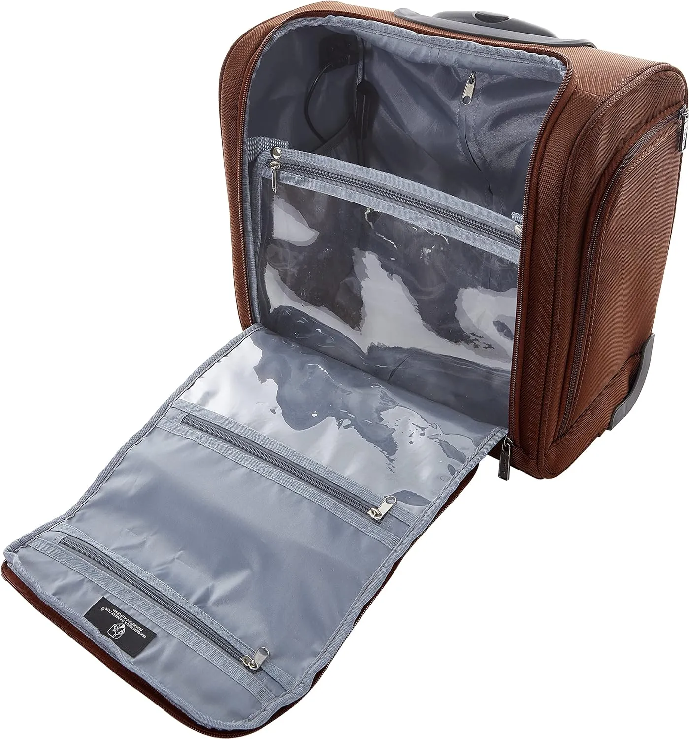 TPRC Smart Under Seat Carry-On Luggage with USB Charging Port, Brown, Underseater 15-Inch