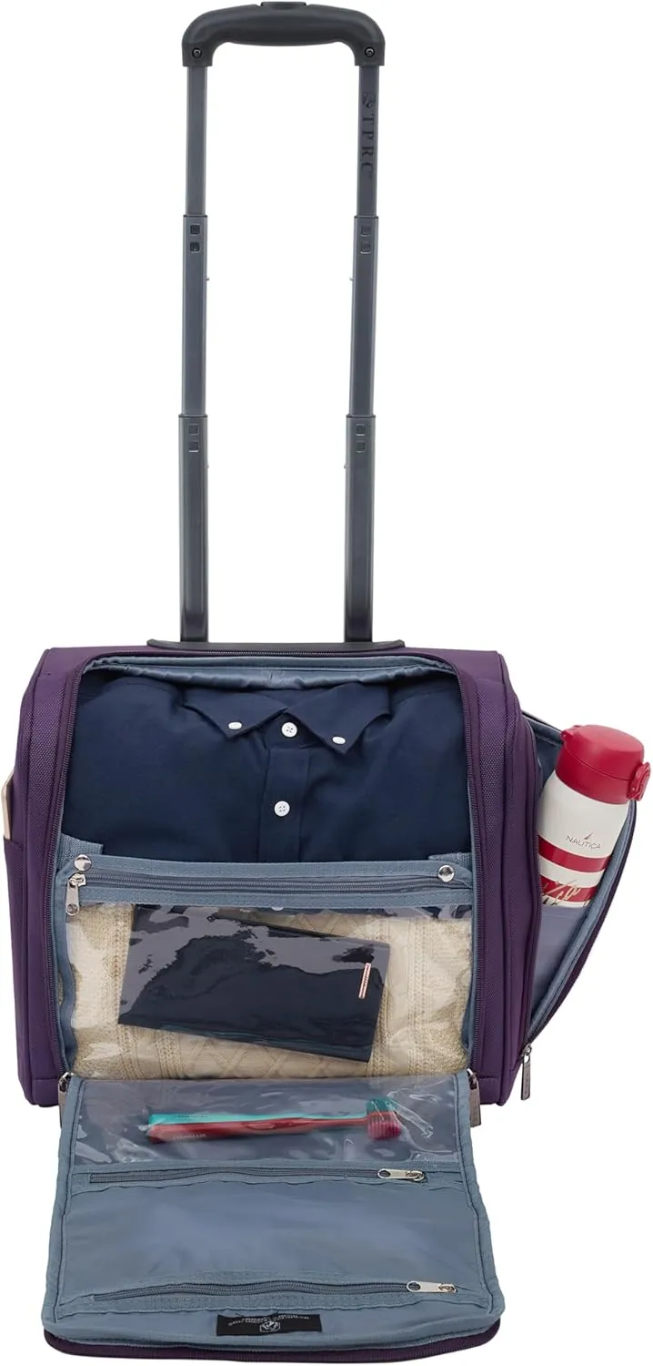 TPRC Smart Under Seat Carry-On Luggage with USB Charging Port, Purple, Underseater 15-Inch