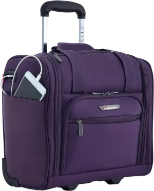TPRC Smart Under Seat Carry-On Luggage with USB Charging Port, Purple, Underseater 15-Inch