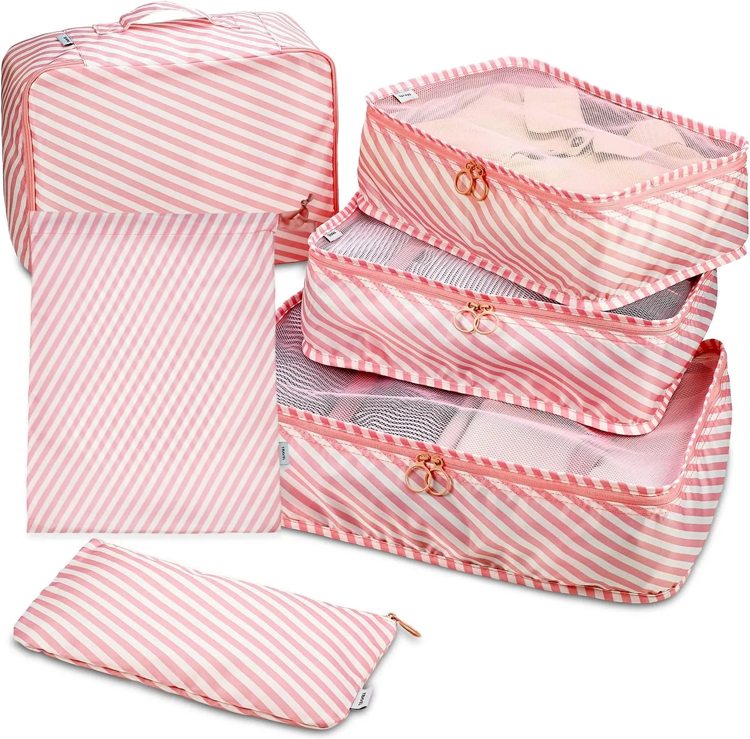 Travel Packing Cubes - 6 Piece Set Luggage Packing Organizers and Compression Packing Cube System