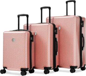 Travel Smart with 3-Piece Hardshell Luggage Set, Lightweight Expandable Design with Wheels, Rose Gold