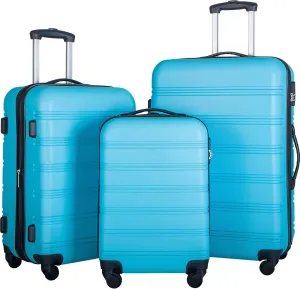 Travel Smart with 3-Piece Hardside Spinner Luggage Set, Lightweight and Expandable, Blue