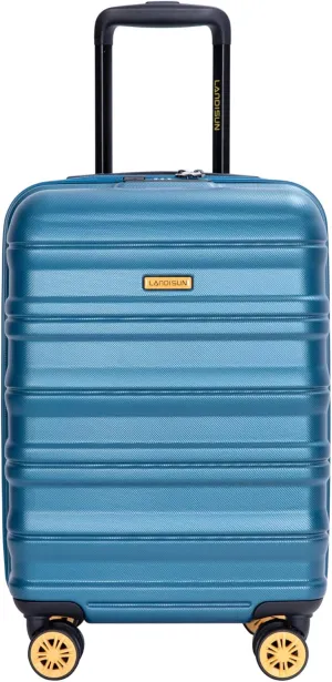 Travel Smart with Airline 18.5" Carry On Luggage, Hard Shell with 360 Spinner Wheels, Blue