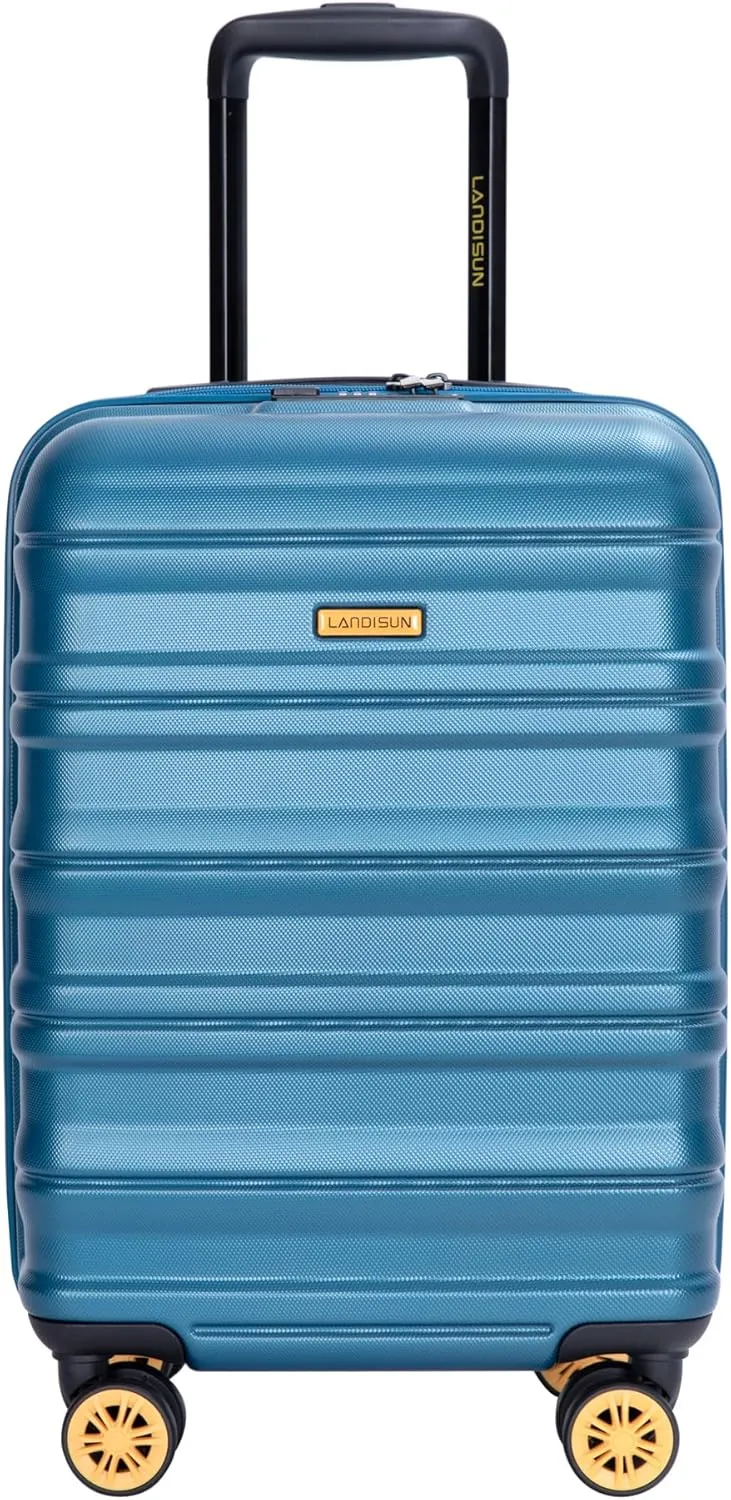 Travel Smart with Airline 18.5" Carry On Luggage, Hard Shell with 360 Spinner Wheels, Blue