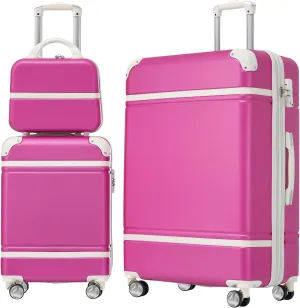 Travel Smart with Lightweight Hardshell Luggage Set, Three Pieces with Expandable Features and Spinner Wheels, Pink