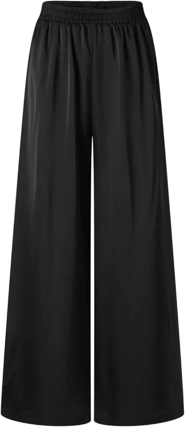 UlikTree Women's High Waist Satin Pants Wide Leg Dressy Casual Trousers S-L