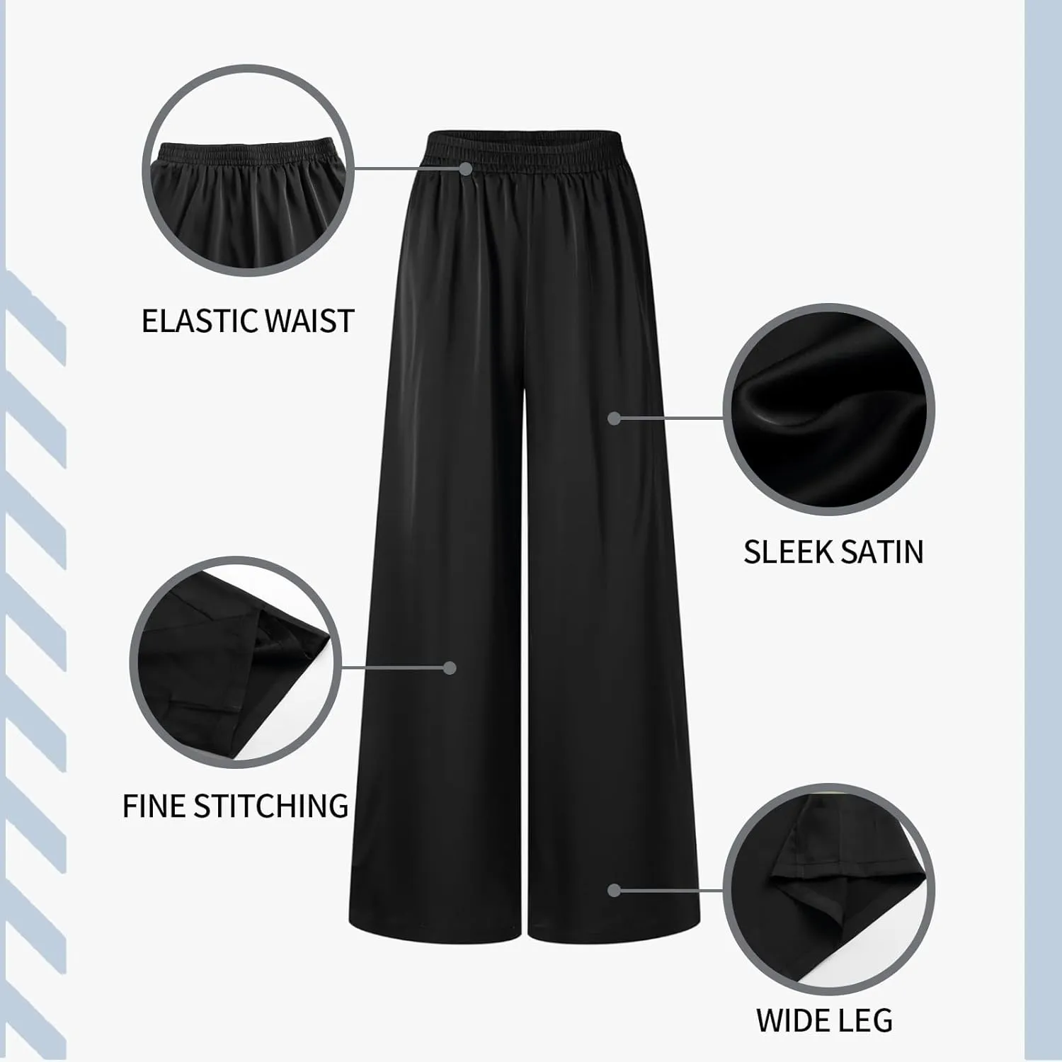 UlikTree Women's High Waist Satin Pants Wide Leg Dressy Casual Trousers S-L