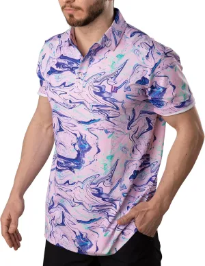 Uther Mens Golf Polo Moisture Wicking Quick-Dry Short Sleeve Shirt with Fashionable Designs for Men