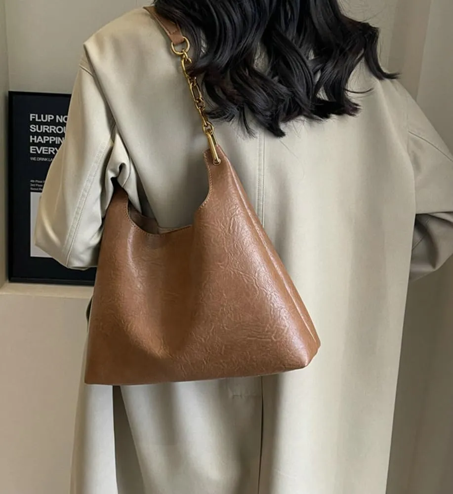 Vegan Leather Hobo Bags for Women Shoulder Bag Slouchy Tote Bag Modern Top Handle Handbag Purse