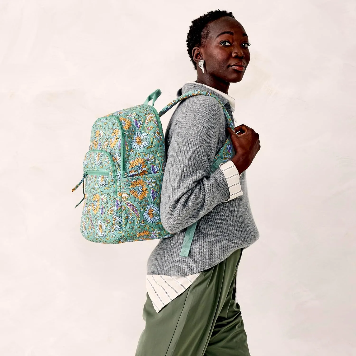 Vera Bradley Premium Cotton Bancroft Backpack, Gemstone Paisley