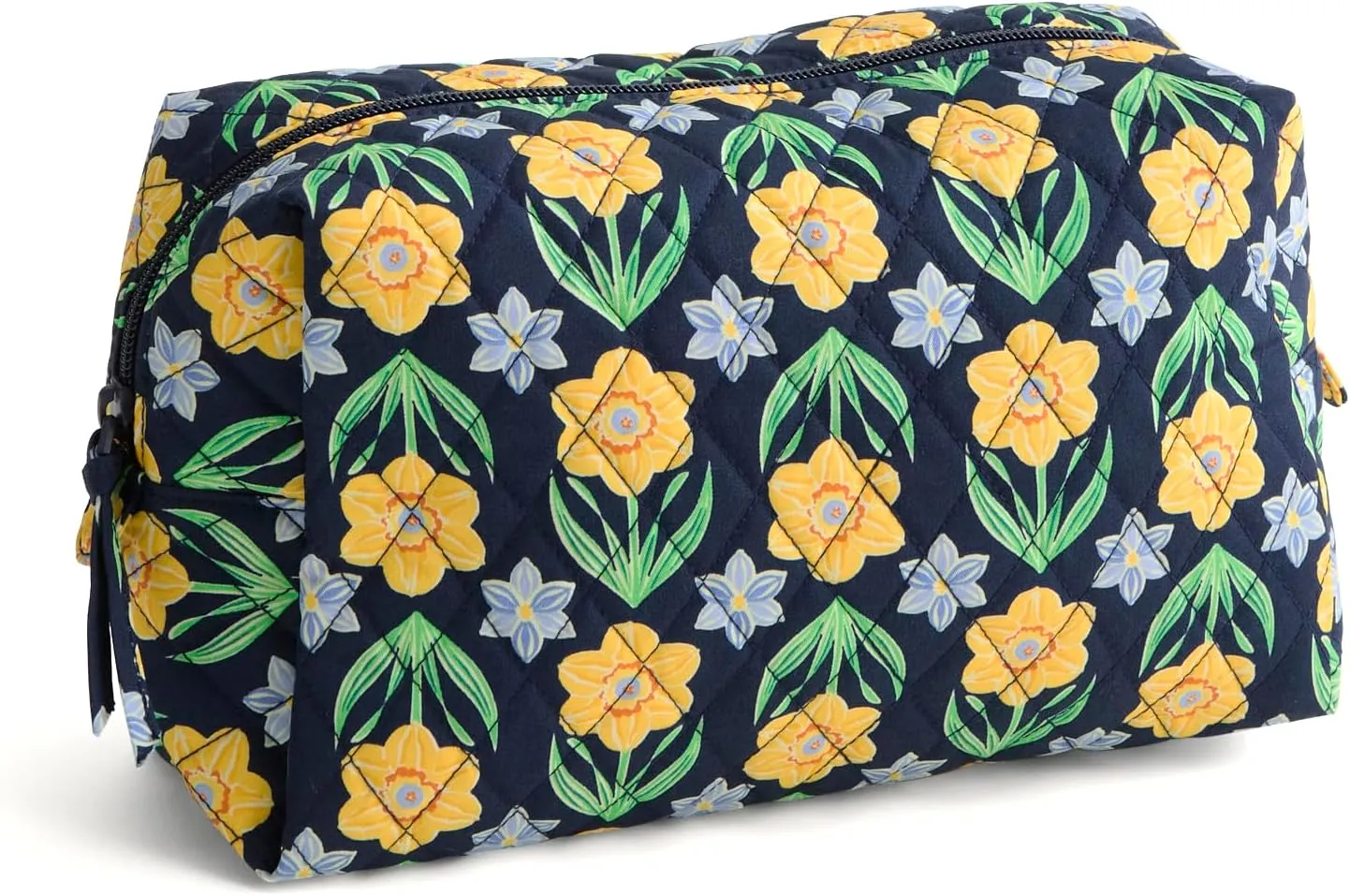 Vera Bradley Premium Cotton Large Cosmetic Makeup Bag, Daffodils