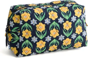 Vera Bradley Premium Cotton Large Cosmetic Makeup Bag, Daffodils