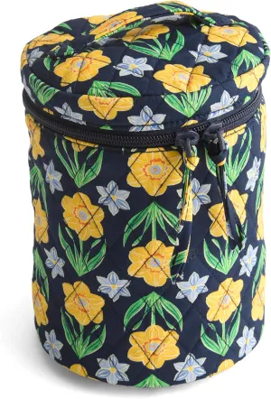 Vera Bradley Premium Cotton Upright Cosmetic Makeup Bag Organizer, Daffodils