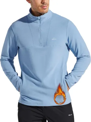 Willit Men's Winter Shirts Fleece Pullover with Pocket Quarter Zip Cold Weather Golf Hiking Casual Warm Shirts Long Sleeve