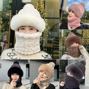 Winter-SpecialsWomen's Winter Warm Windproof Plush Scarf Hat