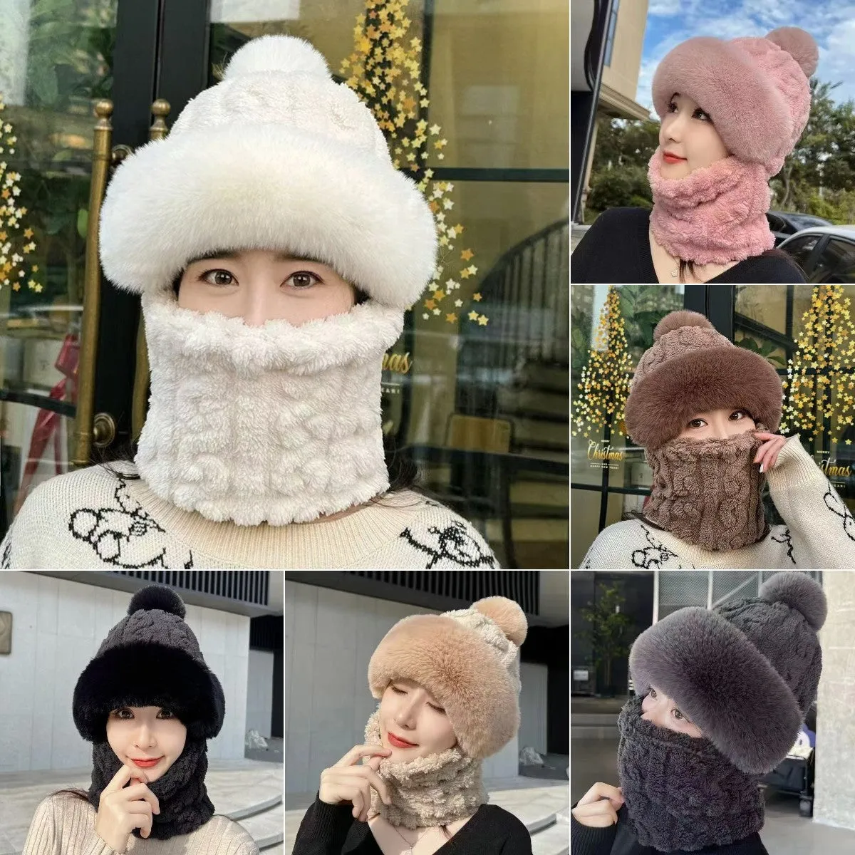 Winter-SpecialsWomen's Winter Warm Windproof Plush Scarf Hat