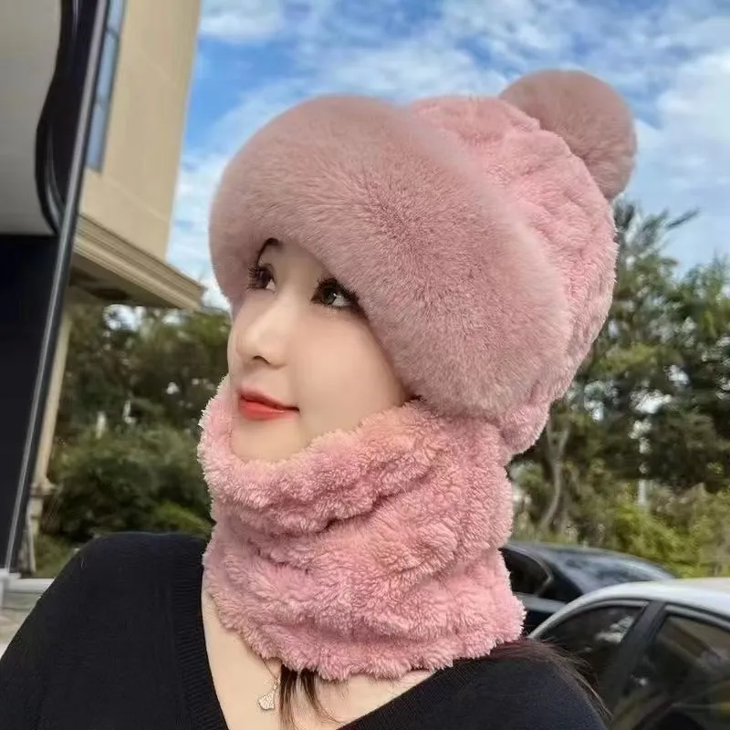 Winter-SpecialsWomen's Winter Warm Windproof Plush Scarf Hat