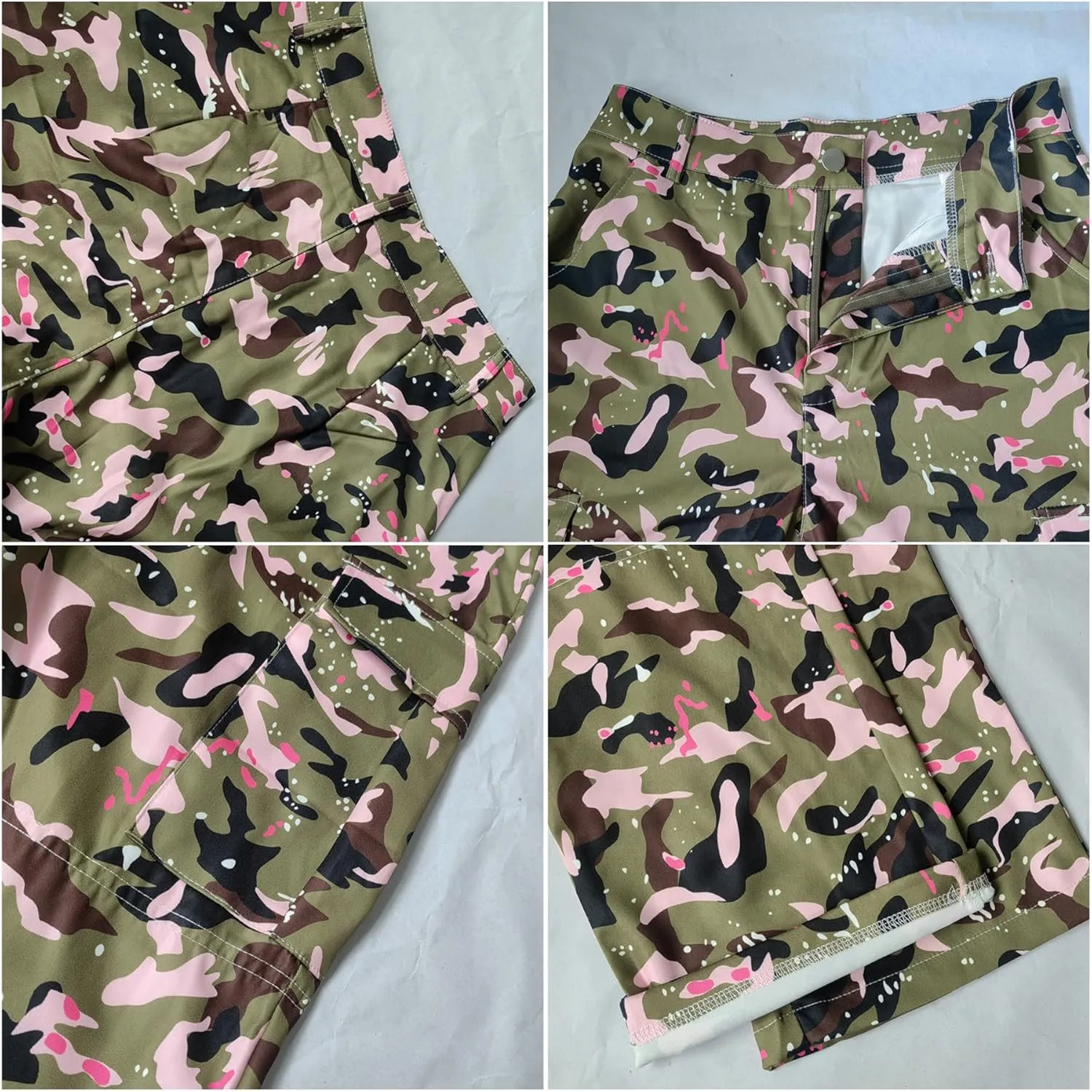 Women Camo Cargo Pants Camouflage Army Fatigue High Waisted Jogger Sweatpants Plus Size