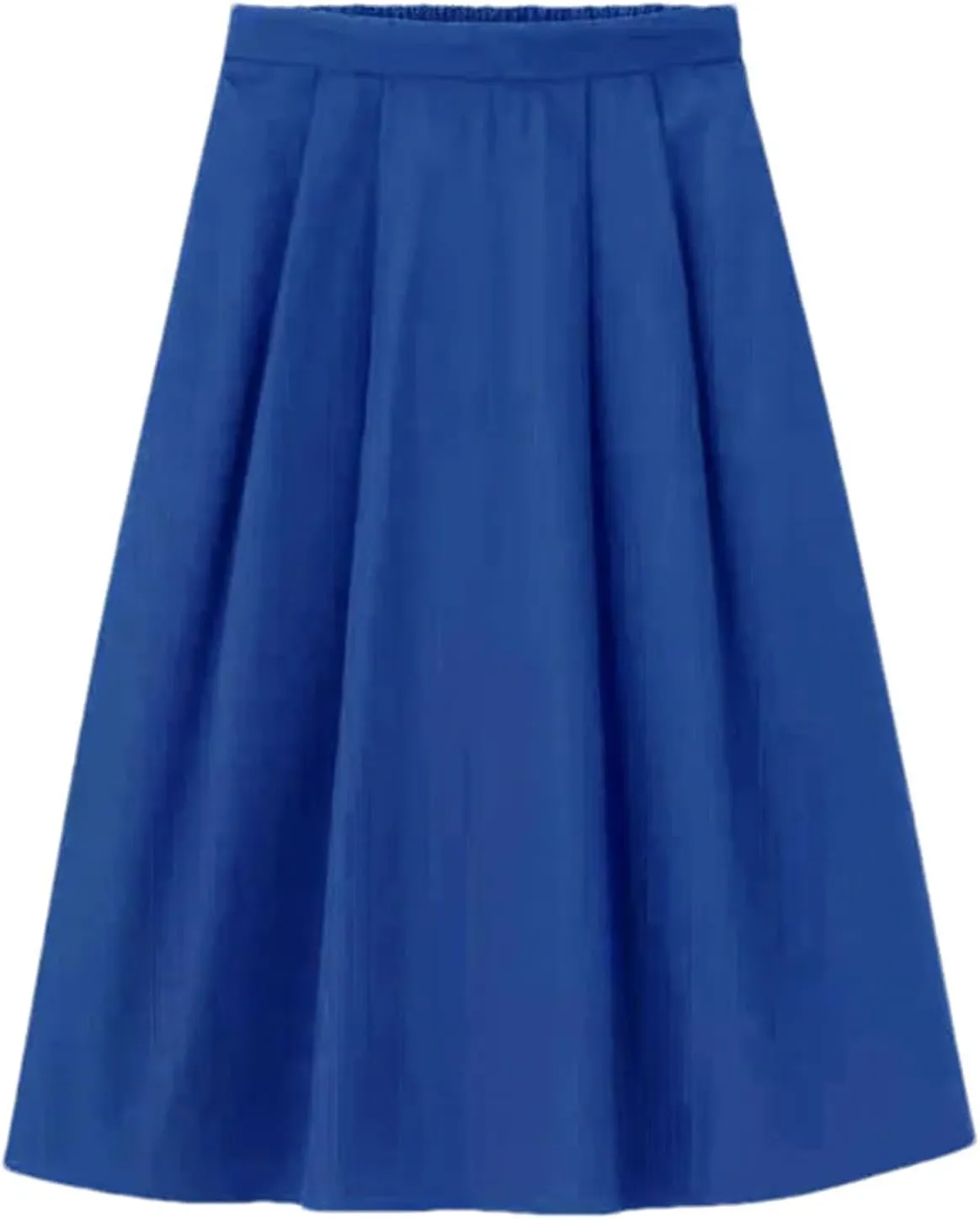 Women Cotton Midi Skirts Fashion Solid A-Line Elastic Waist Elegant Knee-Length Skirts