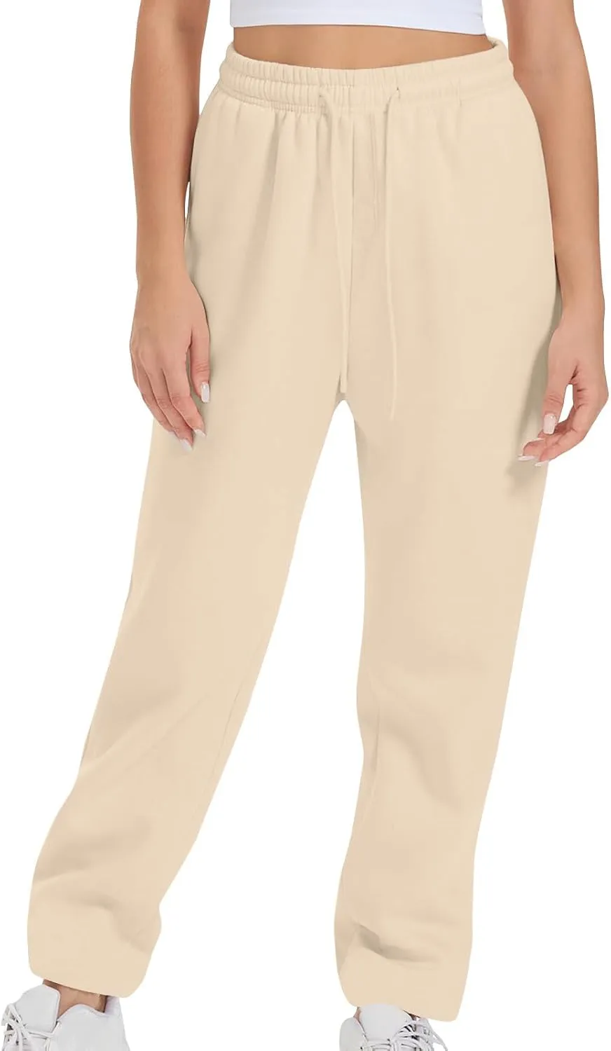 Women Drawstring Sweatpants Elastic Waist Sweatpant Plus Thick Trousers Solid Workout Pants Multi Pockets Fall Pant