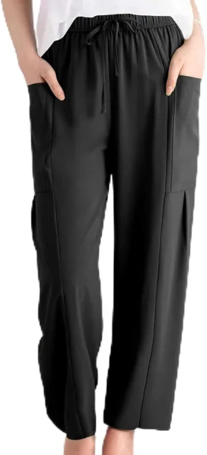 Women Linen Palazzo Pants Summer Boho Wide Leg High Waist Drawstring Casual High Waist Lounge Pant Trousers Pockets