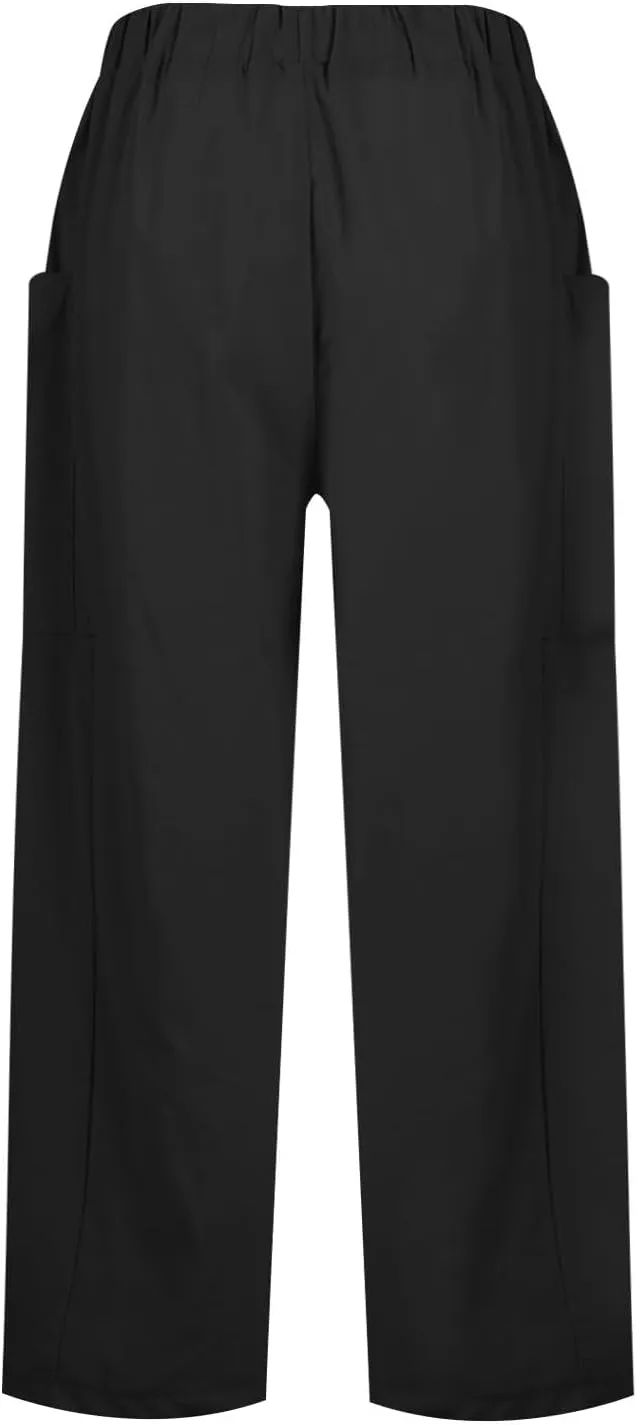 Women Linen Palazzo Pants Summer Boho Wide Leg High Waist Drawstring Casual High Waist Lounge Pant Trousers Pockets