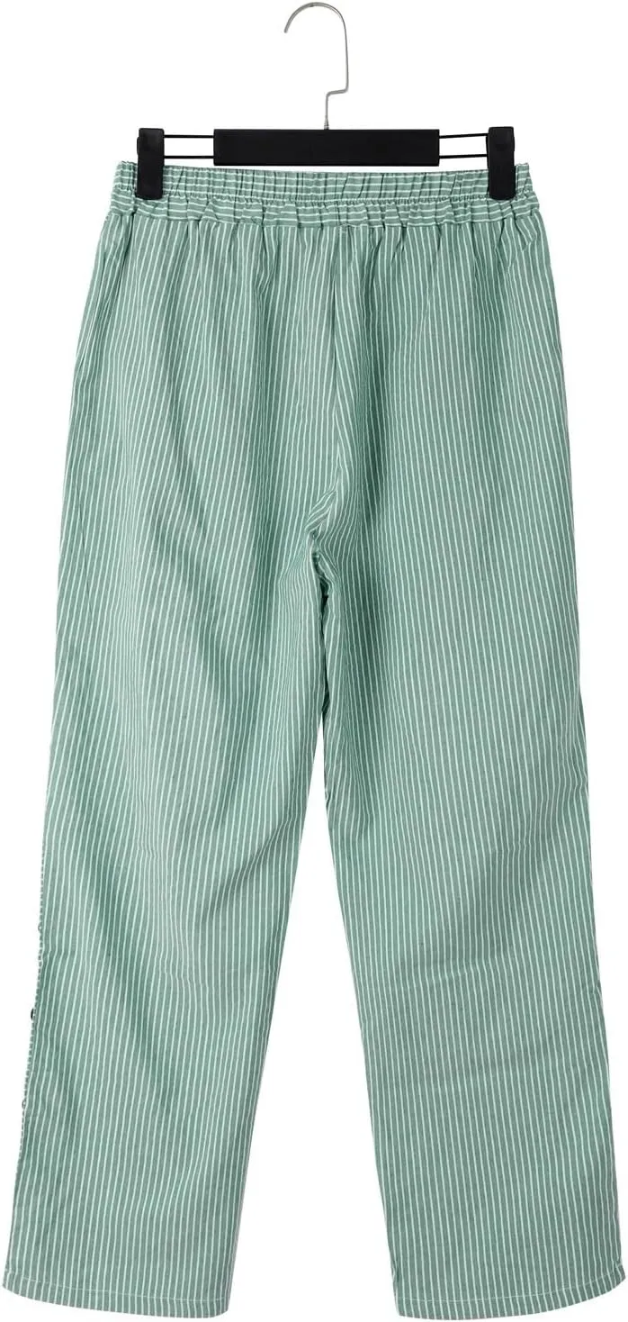 Women Oversized Striped Cropped Pants Office Work Business Trendy High Waisted Trouser Sport Jogger Casual Sweatpants