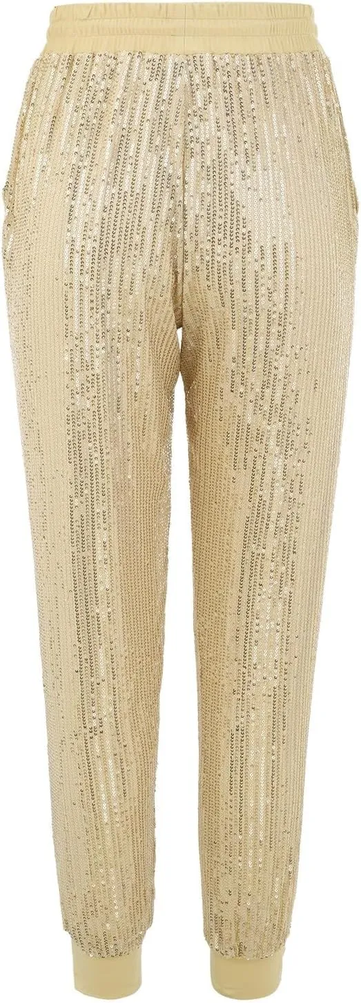 Women Sparkly Flared Leg Pants Cloth High Sequin Women Foot Sexy Pants Fashion Waisted Tape Trousers Night Out